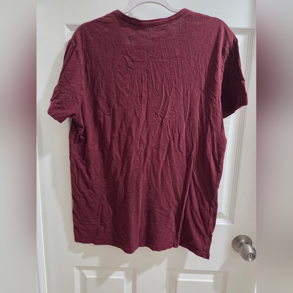 American Eagle Burgundy Henley Shirt - Picture 6 of 9